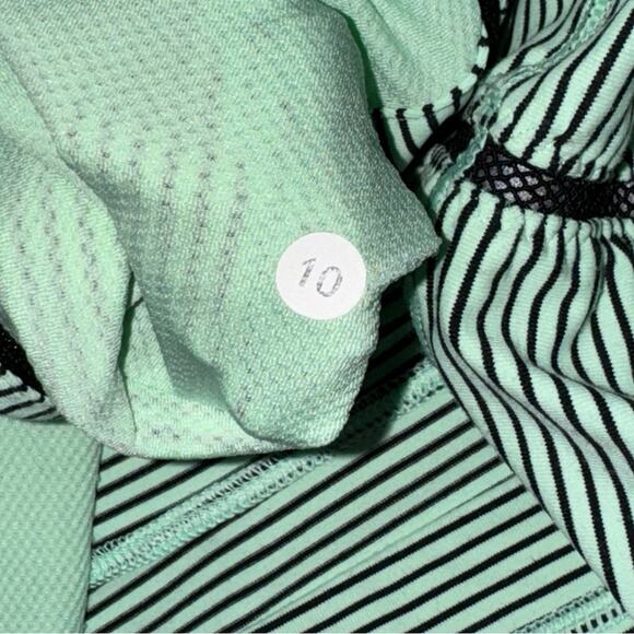 Lululemon Race With Grace 1/2 Zip Mini Hyper Stripe Teal Size 10 - Picture 4 of 4